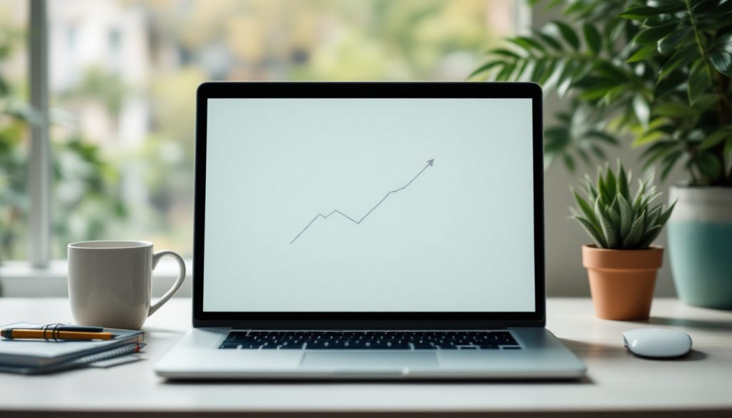 Ordinateur portable affichant une courbe de progression